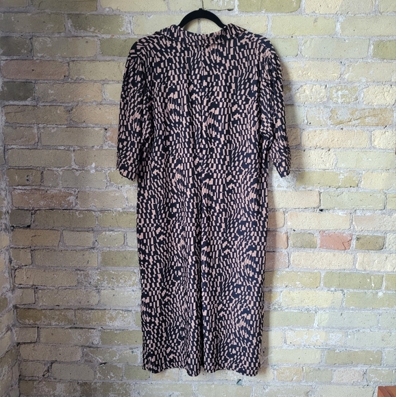 Vintage Requirements Patterned Tan/Black Collared Shirt Dress Womens Size XL - Picture 5 of 6